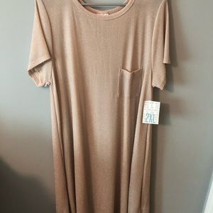 LuLaRoe 2XL Sparkly Gold Carly Dress